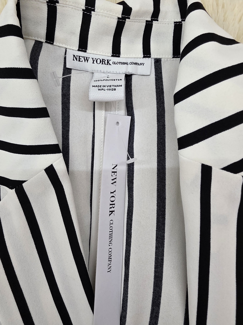 New York & Company Black and White Vertical Stripe Blazer - Picture 3 of 4